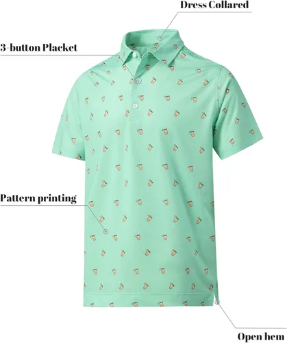Miniatura 2 de DEOLAX Polo para hombre que absorbe la humedad ajuste seco rendimiento para hombre ajuste regular estampado de moda polo de manga corta