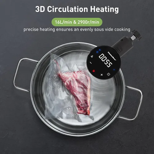 Miniatura 5 de KitchenBoss Wifi Sous Vide Cooker: Circulador de inmersión ultrasilencioso Sous Vide Control APP 1100W, IPX7 Impermeable Sous-vide Precision Cooker