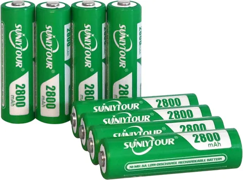 Miniatura 5 de Batería AA Ni-MH de 2800 mAh con cargador 8 pilas AA Ni-MH de 2800 mAh con 8 ranuras para cargador de batería, recarga hasta 1200 ciclos