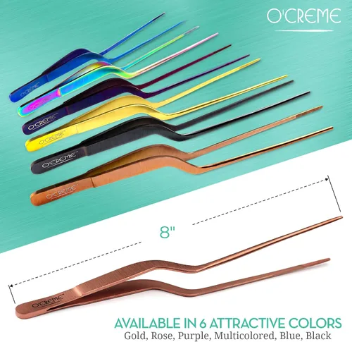 Miniatura 4 de O'Creme Pinzas de pinza de cocina de precisión multicolor de acero inoxidable de 8 pulgadas Varios