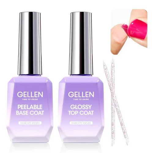 Miniatura 13 de GELLEN 20 ml de gel base y capa superior, capa superior brillante libre de hema y capa base para esmalte de uñas de gel, esmalte de uñas