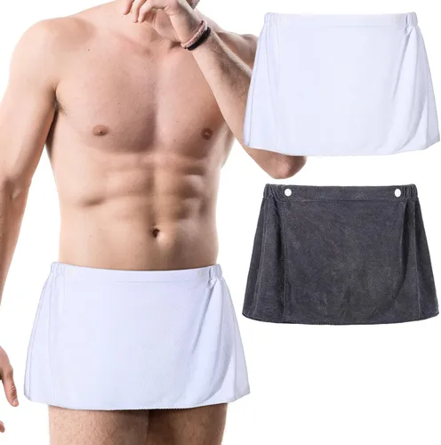 Miniatura 7 de Preboun Toalla de baño para hombre, toalla de ducha ajustable, toalla de spa con bolsillo para después de la ducha para hombres, regalo para spa