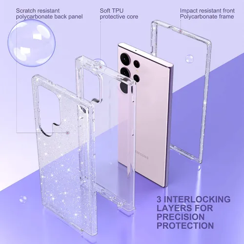Miniatura 2 de ULAK Compatible con Funda para Samsung Galaxy S23 Ultra 5G, Resistente de Servicio Pesado a Prueba de Golpes Híbrida Parachoques de TPU Suave Brillo