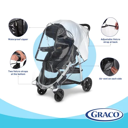 Miniatura 2 de Graco Cobertura Universal Deluxe con Ventana con Cremallera, Protector de Lluvia para Bebé, Tamaño Universal para la mayoría de Carriolas
