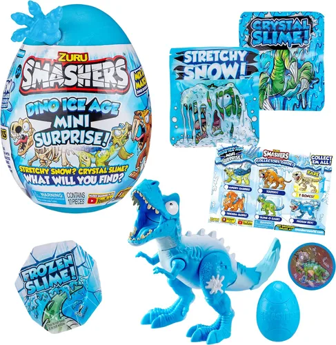 ZURU Smashers Huevo Mini Rompible con Muchas Sorpresas! - Exclusivo Dino Era de Hielo T-Rex - Slime, Juguetes de Dinosaurios, Coleccionables,