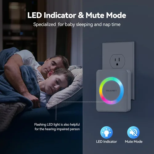Miniatura 5 de TECKNET Timbre inalámbrico, timbre de puerta 0-120dB, alcance inalámbrico de 1300 pies, timbres para aulas resistentes al agua IP65, 60 sonidos