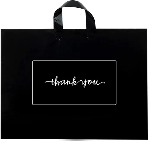 50 bolsas de mercancía de agradecimiento, 17x16 pulgadas, 17x16 pulgadas Negro
