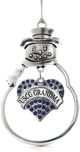 Miniatura 46 de Inspired Silver - Fuerza Aérea - Adorno de Navidad plateado - Adorno de árbol de Navidad con colgante de corazón azul con circonita cúbica