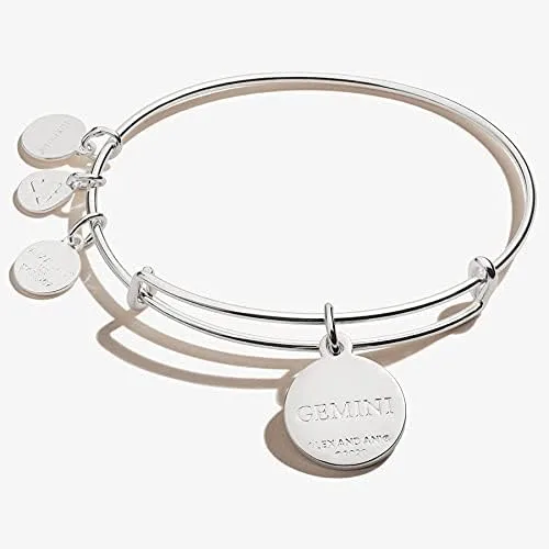 Miniatura 2 de Alex and Ani Brazalete expandible del zodiaco para mujer, dijes del zodiaco, epoxi y cristales negros, acabado brillante, de 2 a 3.5 pulgadas