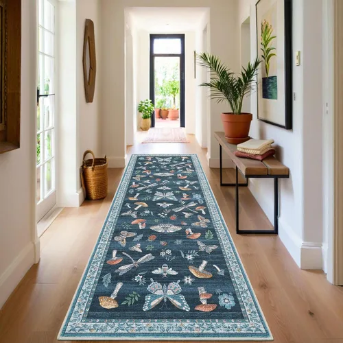 Miniatura 27 de ROYHOME - Alfombra con diseño de hongos e insectos, para pasillos, cocina o baño, antideslizante, lavable, suave, larga, 2 x 6, beige