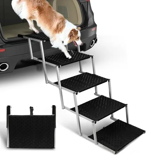 Escaleras para perros para autos, escalones plegables para perros grandes, escaleras portátiles para mascotas para autos, camiones, SUV, rampa