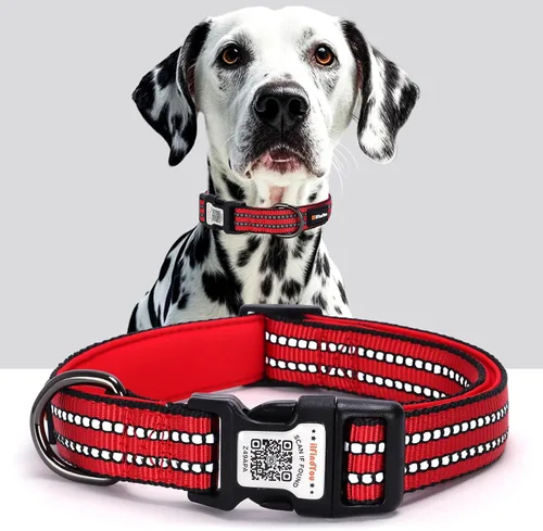 Miniatura 10 de Collar Reflectante para Perro, Collares Personalizados para Perro con Hebilla de Código QR, Collar de Nailon Suave para Mascotas Ajustable para Camo