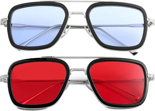 Lentes de sol polarizados Tony Stark para hombres y mujeres, montura cuadrada de metal, lentes de Iron Man y Spider-Man