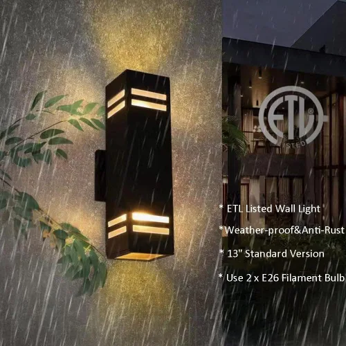 Miniatura 3 de iYogaled Lámpara de pared para exteriores del anochecer al amanecer, con certificación ETL, diseño cuadrado de aluminio impermeable para montaje