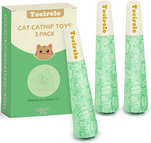 Tocirelo Juguetes de hierba gatera para gatos, paquete de 3 – Juguetes resistentes a las mordeduras para gatos rellenos con 100% puro 45000 mg