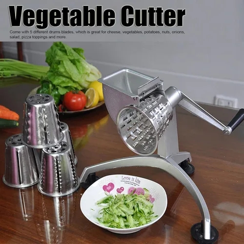 Miniatura 3 de Cortador de verduras multifuncional manivela cortador de verduras rallador procesadores de alimentos con 5 cuchillas de acero inoxidable para cocina