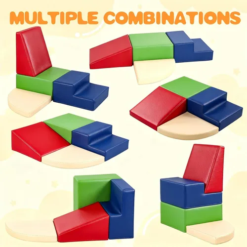 Miniatura 4 de Sumbababy Bloques de Escalada Suaves para Niños Pequeños: Conjunto de Juego de Cuero PU Impermeable - 4 PCS Juguetes Escaladores