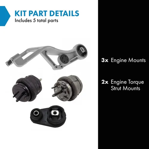 Miniatura 2 de TRQ Kit de montaje de motor de transmisión de motor de 5 piezas compatible con Ford Five Hundred Montego 6sp Auto AT 2005 - 2007