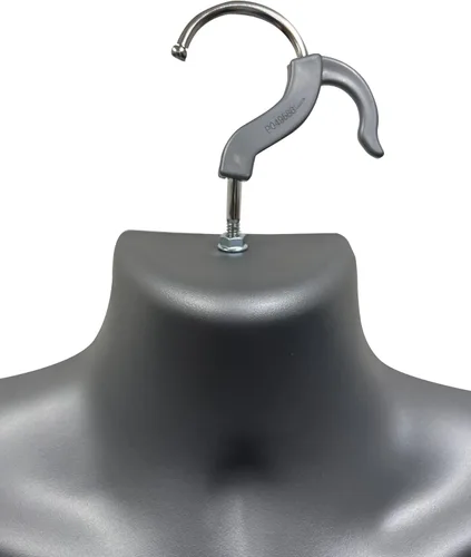 Miniatura 5 de Torso de maniquí masculino y femenino con soporte de metal, cuerpo hueco en la espalda, forma de vestido apilable para exhibición de camisetas, Gris