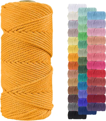 Miniatura 21 de Cuerda de macramé de 0.079 in para 219 yardas, cuerda de algodón natural para manualidades, hilo de cuerda de macramé de colores para colgar