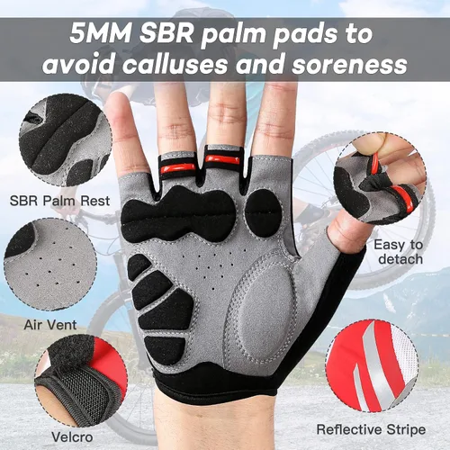 Miniatura 2 de KynciLOR Guantes de ciclismo acolchados sin dedos con protección UV, guantes de MTB y bicicleta de carretera para hombres y mujeres para correr
