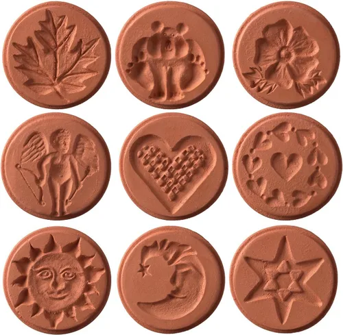 JBK Pottery Sellos de Galletas de Terra Cotta para Hornear, Seguros para Horno y Lavavajillas - Cortador de Galletas, Molde, Selladora, Ideal para