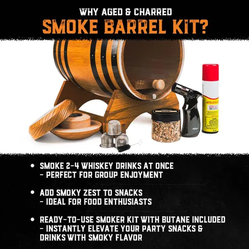 Miniatura 6 de Kit de cóctel antiguo para whisky, bourbon y más, juego de barril premium, roble estadounidense, kit de ahumador de cóctel con antorcha, regalos