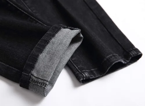 Miniatura 6 de Pantalones de mezclilla de motociclista para niño, ajustados, rasgados, desgastados, elásticos, elegantes y modernos
