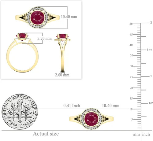 Miniatura 46 de Dazzlingrock Collection Anillo de compromiso redondo de 0.276 in con halo de diamante blanco y vástago dividido para ella en oro macizo de 14