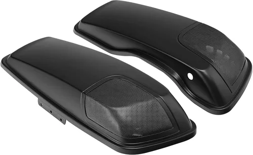 Miniatura 6 de TCT-MOTORPARTS Alforjas de mezclilla negra con tapas, bocina de 5 x 7 pulgadas, rejillas para Harley Street Glide Road King Road Glide Ultra Limited