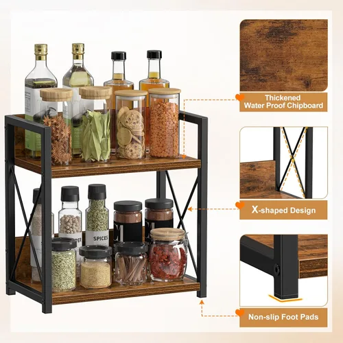 Miniatura 2 de Giikin Organizador de encimera de cocina, organizador de especias de 2 niveles para despensa, estante de encimera de cocina, organizador de estación