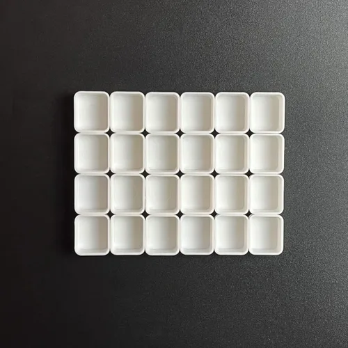 Miniatura 21 de FCLUB 100 medias sartenes vacías para acuarela, de plástico blanco de 0.06 onzas líquidas, esquinas redondeadas para paleta de pintura