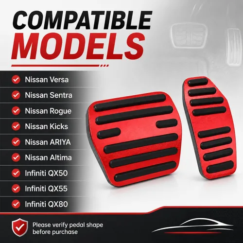 Miniatura 2 de Accesorios interiores personalizados para Nissan Sentra 2020 2021 2022, cubiertas de pedal de acelerador de gas de aleación de aluminio, Rojo