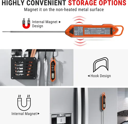 Miniatura 7 de ThermoPro TP15H - Termómetro de alimentos resistente al agua de lectura instantánea para cocinar, sonda de termómetro de carne digital