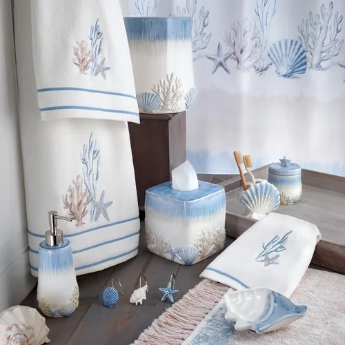 Miniatura 2 de Avanti Linens - Cortina de ducha de tela, decoración de baño costero (colección costera abstracta, 72 pulgadas)