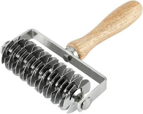 Miniatura 5 de Rodillo de acero inoxidable para masa de celosía Pizza Roller Cutter Cocina Herramientas para hornear Amarillo-2