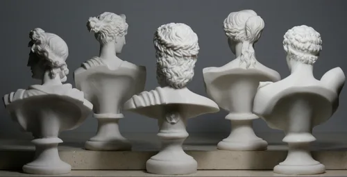 Miniatura 5 de greekartshop Conjunto 5 Busto Cabeza Dios Zeus Artemisa Afrodita Hermes Apolo Estatua Griega Romana Blanco