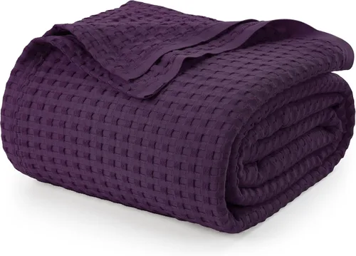Miniatura 26 de Utopia Bedding Manta de punto gofre de 100 % algodón, tamaño grande para cama, ligera, transpirable, suave y acogedora, regalos para mujeres Blanco
