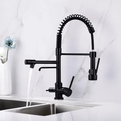 Miniatura 2 de Delle Rosa Grifo de cocina, grifo de agua potable de 3 vías, grifos purificadores de agua 3 en 1, arco alto y asas duales, grifos de fregadero