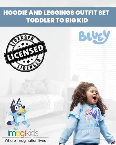 Miniatura 2 de Bluey Conjunto de sudadera con capucha y leggings de forro polar para niñas de niño a niño grande