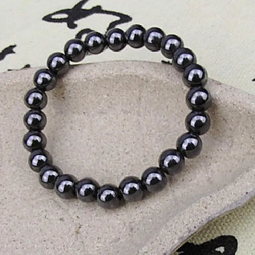 Miniatura 4 de Pulseras de cuentas para mujer Pulsera de piedra magnética redonda negra de moda unisex para el cuidado de la salud