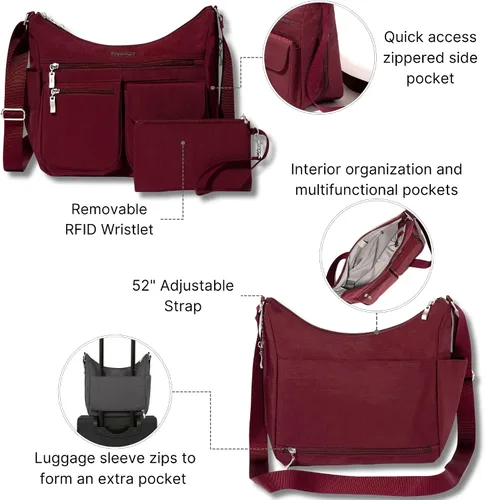 Miniatura 61 de Baggallini womens Everywhere Bagg Crossbody Women 11x9 Lightweight Nylon Hobo Water-resistant Travel Bag W/Rfid