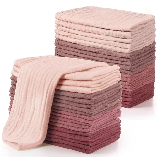 Miniatura 17 de Buryeah Gasas de muselina, 20 piezas, grandes de 20 x 10 pulgadas, 100% algodón, 6 capas ultraabsorbentes y suaves, toallitas de mano para babeo