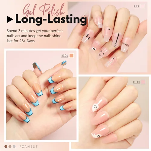 Miniatura 3 de FZANEST Juego de Esmalte de Uñas de Gel Transparente Rosa Desnudo, Kit de Esmalte de Uñas de Gel de 6 Colores, Rosa Natural Translúcido Lechoso, Kit
