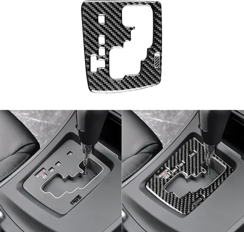 Miniatura 14 de Accesorios de fibra de carbono suave real para interior de coche, panel de cambio de marchas, cubierta de cenicero, calcomanía negra compatible