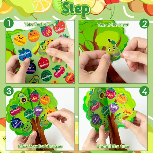 Miniatura 3 de Aginc Berry Juego de 16 recortes de árboles frutales de la Biblia, haz tu propio árbol de frutas con detalles bíblicos, árbol de frutas cristiano