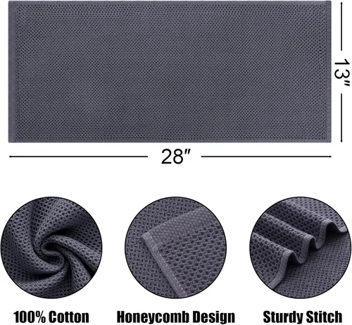 Miniatura 2 de Kitinjoy - Paños de cocina de 100 % algodón, tela de tejido gofrado, paño de limpieza ultrasuave, absorbente y de secado rápido. Gris Oscuro