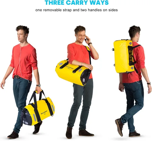 Miniatura 4 de WILD HEART Bolsa de lona impermeable 20L 30L 40L con costuras soldadas correas de hombro, bolsillo de malla para kayak, camping, barco, bicicleta
