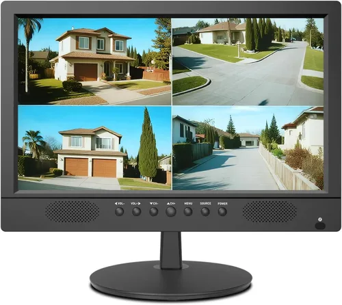 Jexiop Monitor de seguridad de 16 pulgadas, monitores montados en la pared admite reproducción de video USB/formato completo, monitores CCTV con