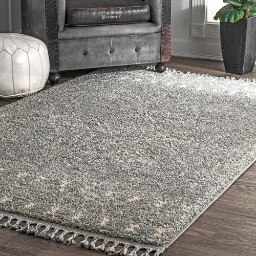 Miniatura 15 de Nuloom Vasiliki - Alfombra cuadrada de 6 pies, diseño de borla, suave y afelpada, resistente a las manchas, fácil de limpiar, duradera